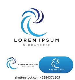 Water wave logo template icon vector illustration design. Wave In Circle Shape