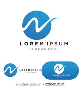 Water wave logo template icon vector illustration design. Wave In Circle Shape