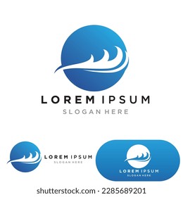 Water wave logo template icon vector illustration design. Wave In Circle Shape