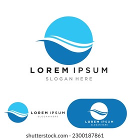 Water wave logo template icon vector illustration design. Wave In Circle Shape
