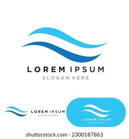 Water wave logo template icon vector illustration design. Wave In Circle Shape