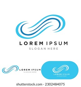 Water wave logo template icon vector illustration design. Wave In Circle Shape