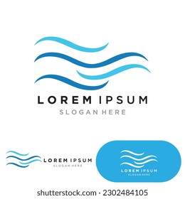 Water wave logo template icon vector illustration design. Wave In Circle Shape