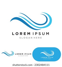 Diseño de ilustración vectorial de la plantilla del logotipo de la onda de agua. Forma de onda en círculo
