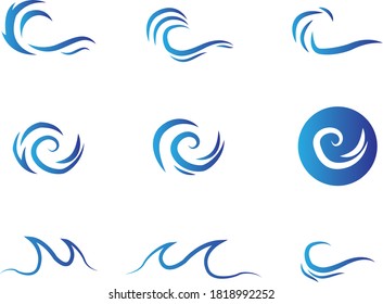 Water wave logo template on white background