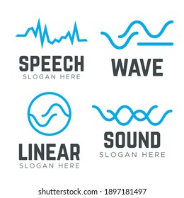 Water wave Logo Template. Wave sound speech logo