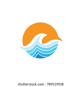 Water Wave Logo Template. vector Icon illustration