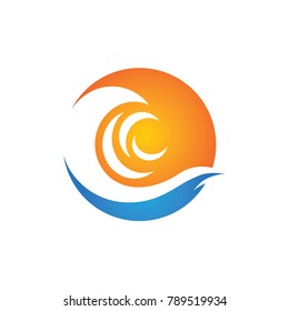 Water Wave Logo Template. vector Icon illustration