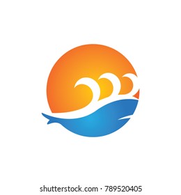 Water Wave Logo Template. whale vector Icon illustration