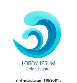 Water wave logo, vector illustration. Design template