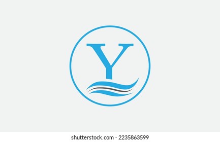 Símbolo del logotipo de la ola de agua vectorial y símbolo de la onda de agua letra icono