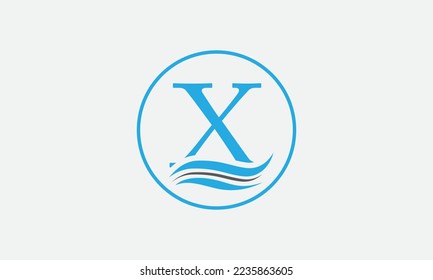 Water wave logo vector and water wave symbol icon letter
