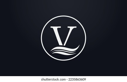 Water wave logo vector and water wave symbol icon letter