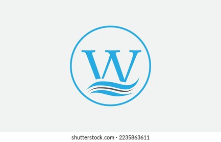 Water wave logo vector and water wave symbol icon letter