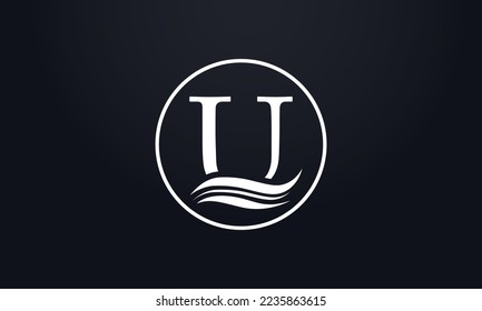 Water wave logo vector and water wave symbol icon letter