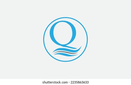 Water wave logo vector and water wave symbol icon letter