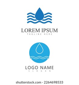 Plantilla de símbolo y vector de logotipo de ondas de agua