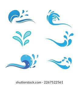 Plantilla de símbolo y vector de logotipo de ondas de agua