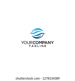 water wave logo vector template icon