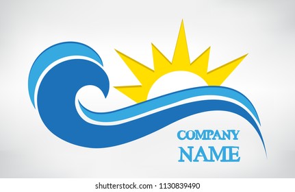 Water wave logo.Vector sufing icon.