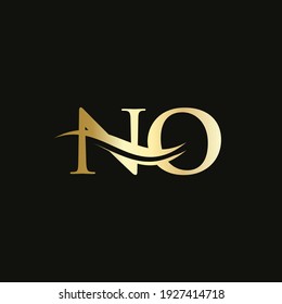 Vector con logotipo Wave NO. Letra swoosh NO Diseño de logotipo para identidad empresarial y de empresa