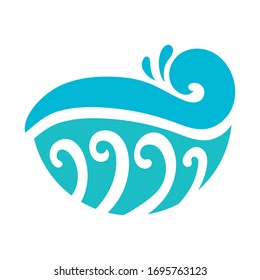 water wave ocean flat style icon vector illustration design