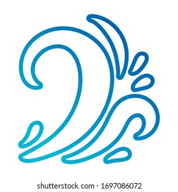water wave ocean line gradient style icon vector illustration design