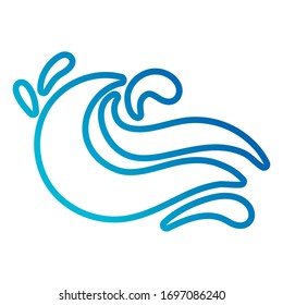 water wave ocean line gradient style icon vector illustration design