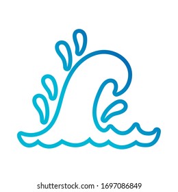 water wave ocean line gradient style icon vector illustration design