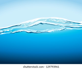 Water wave on a blue background. Vector illustration.