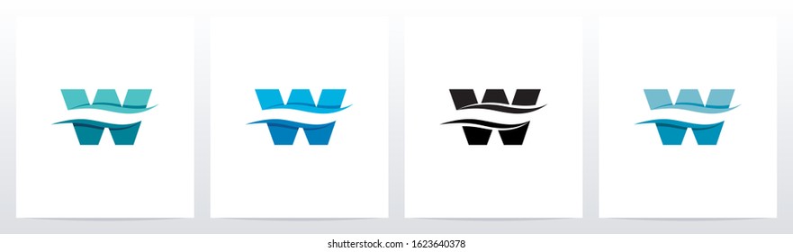 Water Wave On Letter Logo Design W