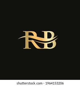 Water Wave RB Logo Vector. Swoosh Letter RB Logo Design for business and company identity