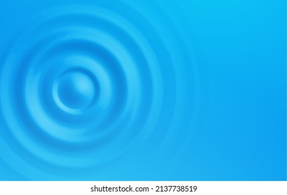 El efecto de la onda del agua en un fondo azul. Vista superior de la onda circular. Ilustración vectorial de una salpicadura líquida de una gota