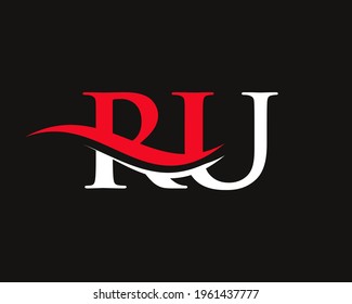 Water Wave RU Logo Vector. Swoosh Letter RU Logo Design for business and company identity