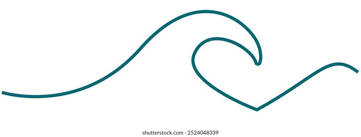 water wave sea nature heart icon love creative one line art design vector