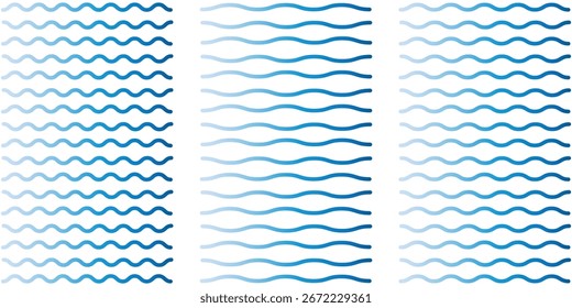 Ola de agua, conjunto de olas de mar. Línea en zigzag. Logotipo del agua, colección del Vector del símbolo. Conjunto de líneas de onda azul Ilustración vectorial.