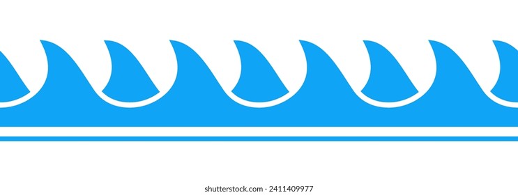 Water wave. Seamless line waves pattern. Sea, ocean symbol. Vector illustration.