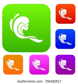 Water wave set icon in different colors isolated vector illustration. Premium collection