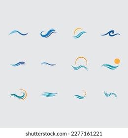 Logo de diseño de ilustraciones de vectores de ondas de agua