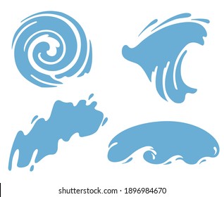 Water Wave Set, Nature Abstract Illustration