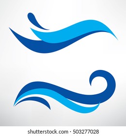 water wave set of stylized vector symbols, wave design elements for logo template. Water wave or nature concept