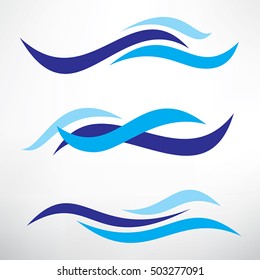 water wave set of stylized vector symbols, wave design elements for logo template. Water wave or nature concept.