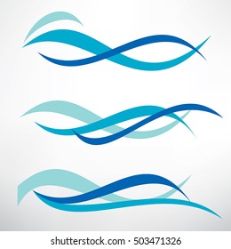water wave set of stylized vector symbols, wave design elements for logo template. Water wave or nature concept