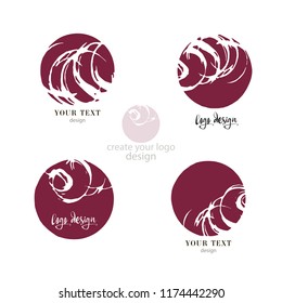 Water wave shape circle Logo Template. Red color on white background