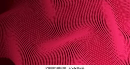 forma de onda de água em plano de fundo preto, Fluxo padrão de onda de luz de partícula de ponto, meio-tom gradiente vermelho e preto. Vetor em tecnologia, ciência, música, arte moderna.