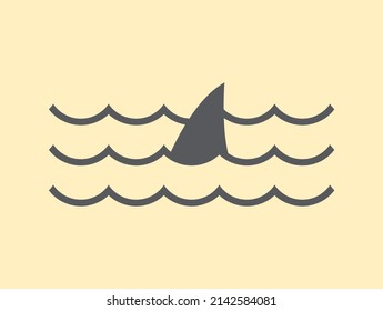water wave with shark symbol vector , icon
