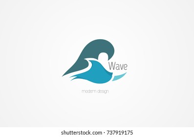 Water wave and shark teeth logo design template