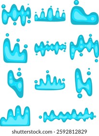 Water wave and splash water flat design for banner and border illustration.