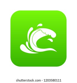 Water wave splash icon digital green for any design isolated on white vector illustration