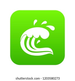 Water wave splash icon digital green for any design isolated on white vector illustration